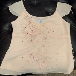 CityDKNY y2k soft pink babydoll top